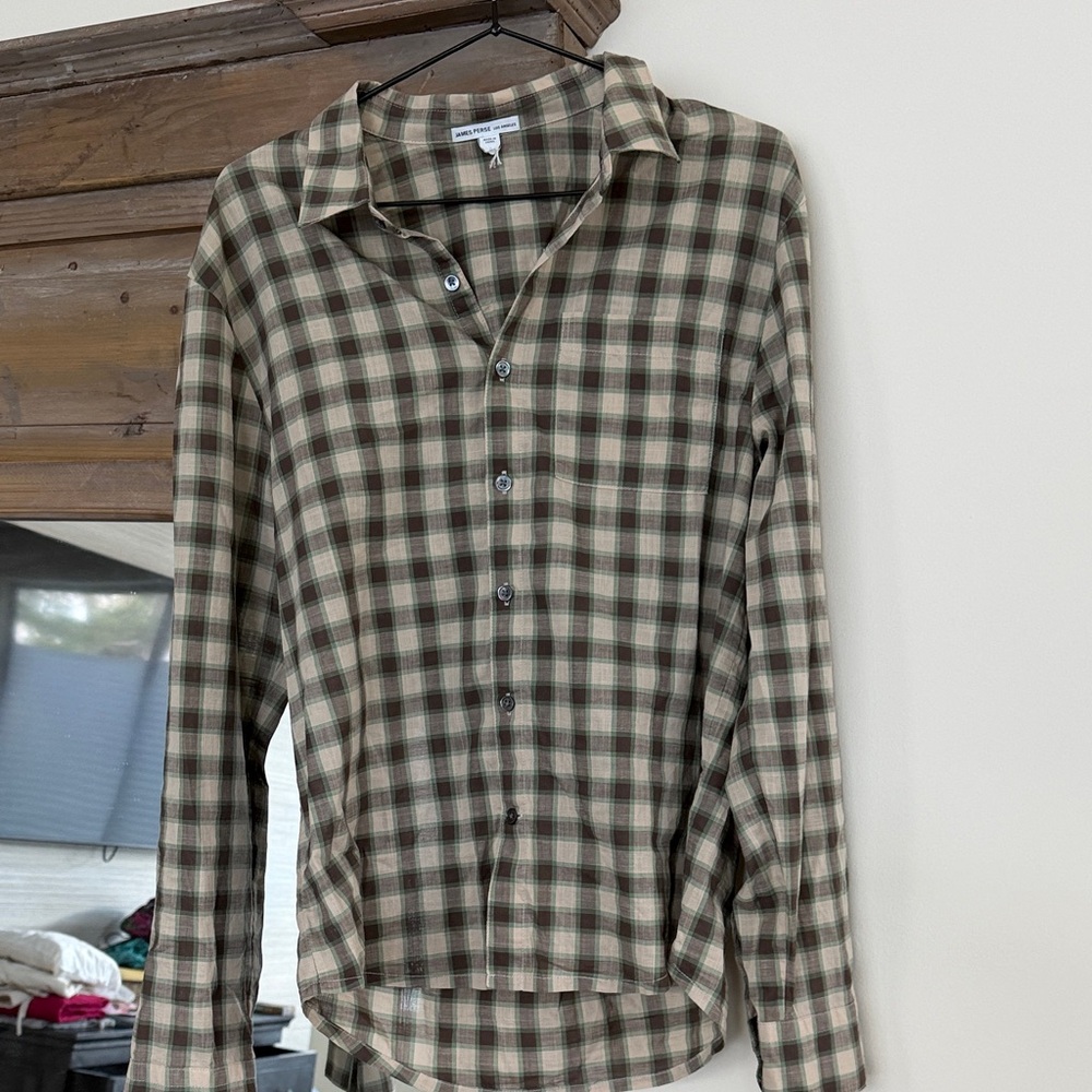 James Perse Plaid Button-Up Shirt